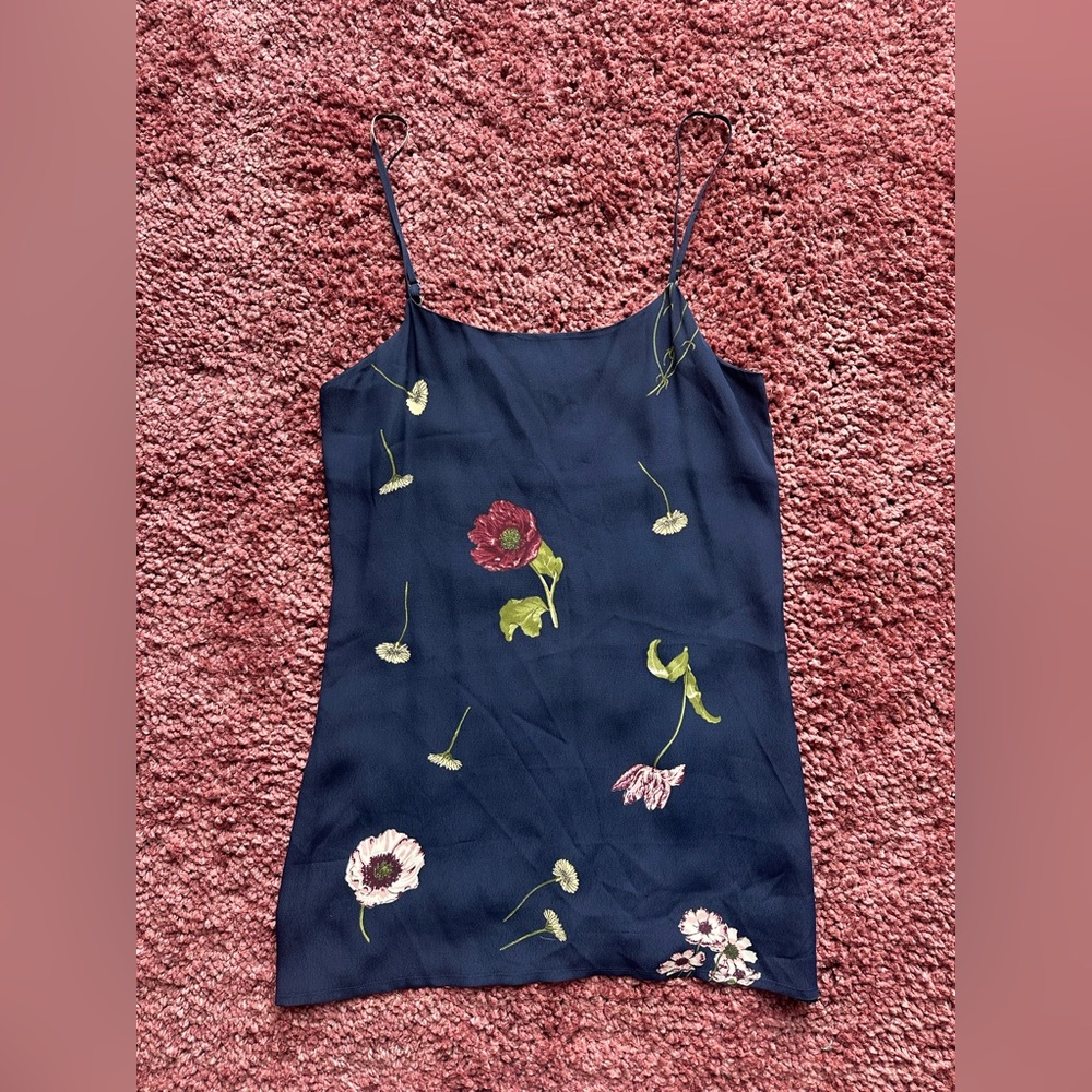 Reformation Navy Floral Mini Dress